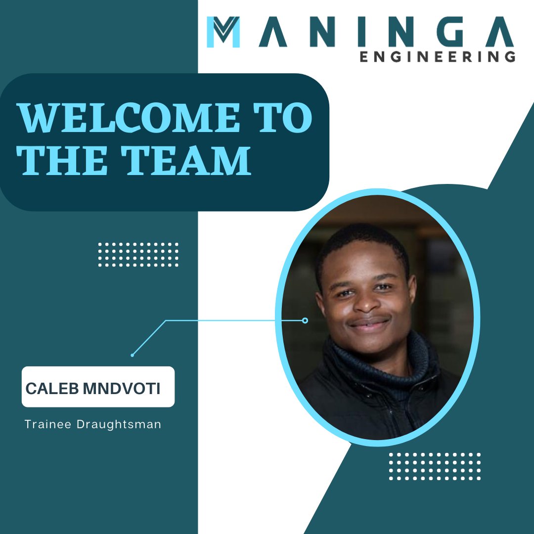 ManingaE's tweet photo. Maninga Engineering welcomes Caleb Thabiso Mndvoti as a #traineedraughtsman. Caleb will be using his academic knowledge in #electricalengineering, #draughting and #projectmanagement to expand his work experience. #Welcome to the team Caleb!
#newtrainee #welcometotheteam https://t.co/pIYIKlPGHF