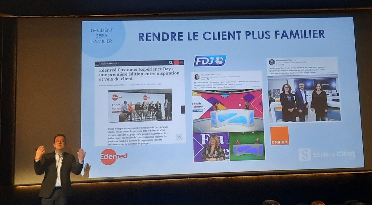 14eme édition Tendances Client 2023 :
  ✅️ Rendre le client plus familier 
Merci <a href="/ThierrySpencer/">Thierry Spencer</a> d'avoir illustrer cette tendance avec les XPerience Days organisés chez <a href="/OrangePro/">Orange Pro</a>
<a href="/didier_mainard/">Didier Mainard</a> <a href="/heddebaut_k/">Karine Heddebaut</a> <a href="/noemiebastos/">Noémie Bastos</a> A Harfouche 
#tendancesclient2023