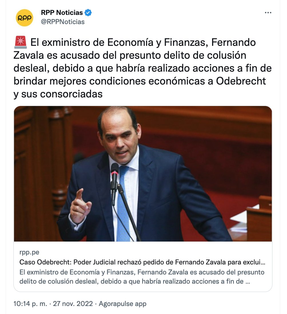 Wamanyana's tweet photo. Algun periodista "influyente" o medios d comunicación 
Tocó el tema de Fernando Zavala ?
Y la negación del @Poder_Judicial_ a sacarlo del caso Odebrecht q nos costó MILES de millones 
Siendo tan importante para el país o también se borraron como la del @elcomercio_peru https://t.co/s5n7P9ZaYh