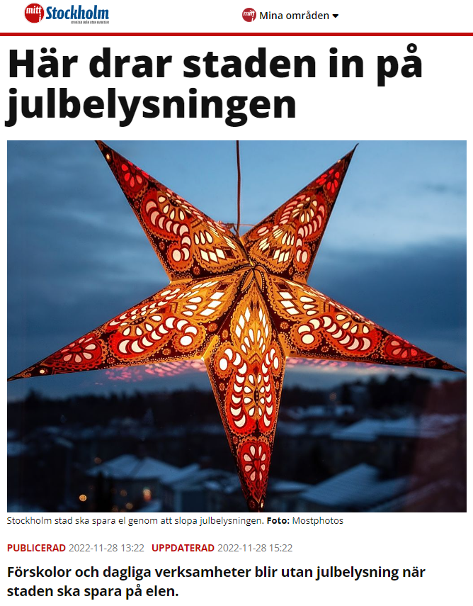 Det blodröda styret i Stockholms stad väljer att dra ned på julbelysningen på dagis samtidigt som de ökar stödet till sig själva, dvs det kommunala partistödet, med 7% Det är fruktansvärt stötande Partistödet bör minska, inte öka, och dagisbarnen ska såklart få sin julbelysning