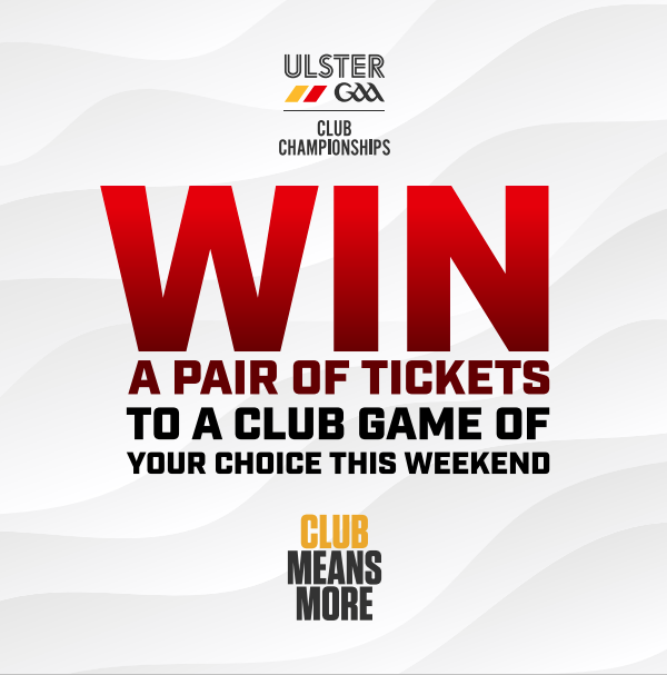 UlsterGAA's tweet photo. 🎉 Ticket Giveaway! 🎉

🎟️🎟️For a chance to WIN TWO TICKETS to an Ulster Club game of your choice this weekend, just do the following 3⃣ things:

🔸 RT this post
🔸 Follow @UlsterGAA
🔸 Comment below your chosen game

Winner announced this evening!

#UlsterClub2022 #ClubMeansMore https://t.co/oW3H2fFTHj
