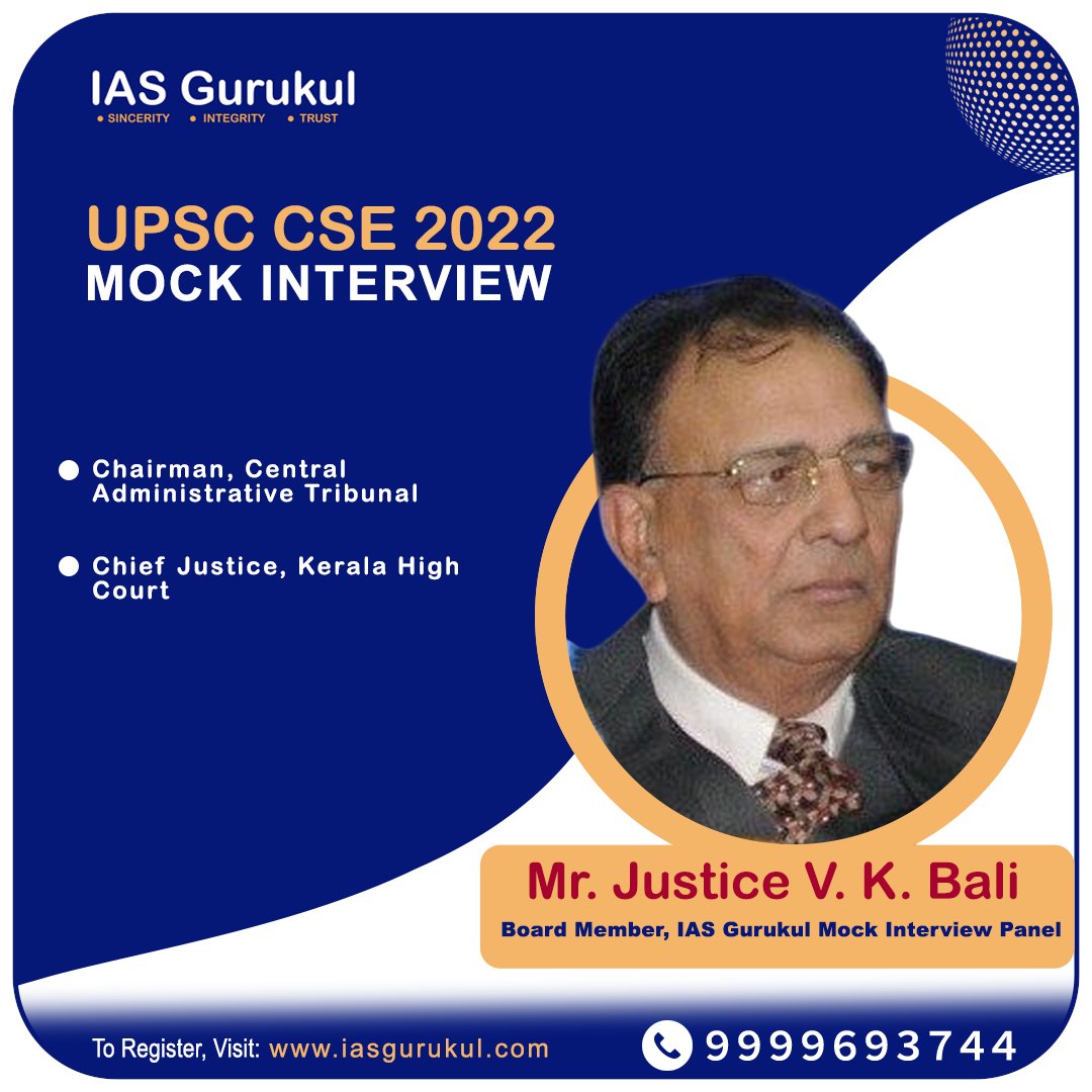 iasgurukul's tweet image. Mr. Justice V.K. Bali
Member of IAS GURUKUL mock interview panel 

#upscmockinterview #iasmockinterview #upsccseinterview2022