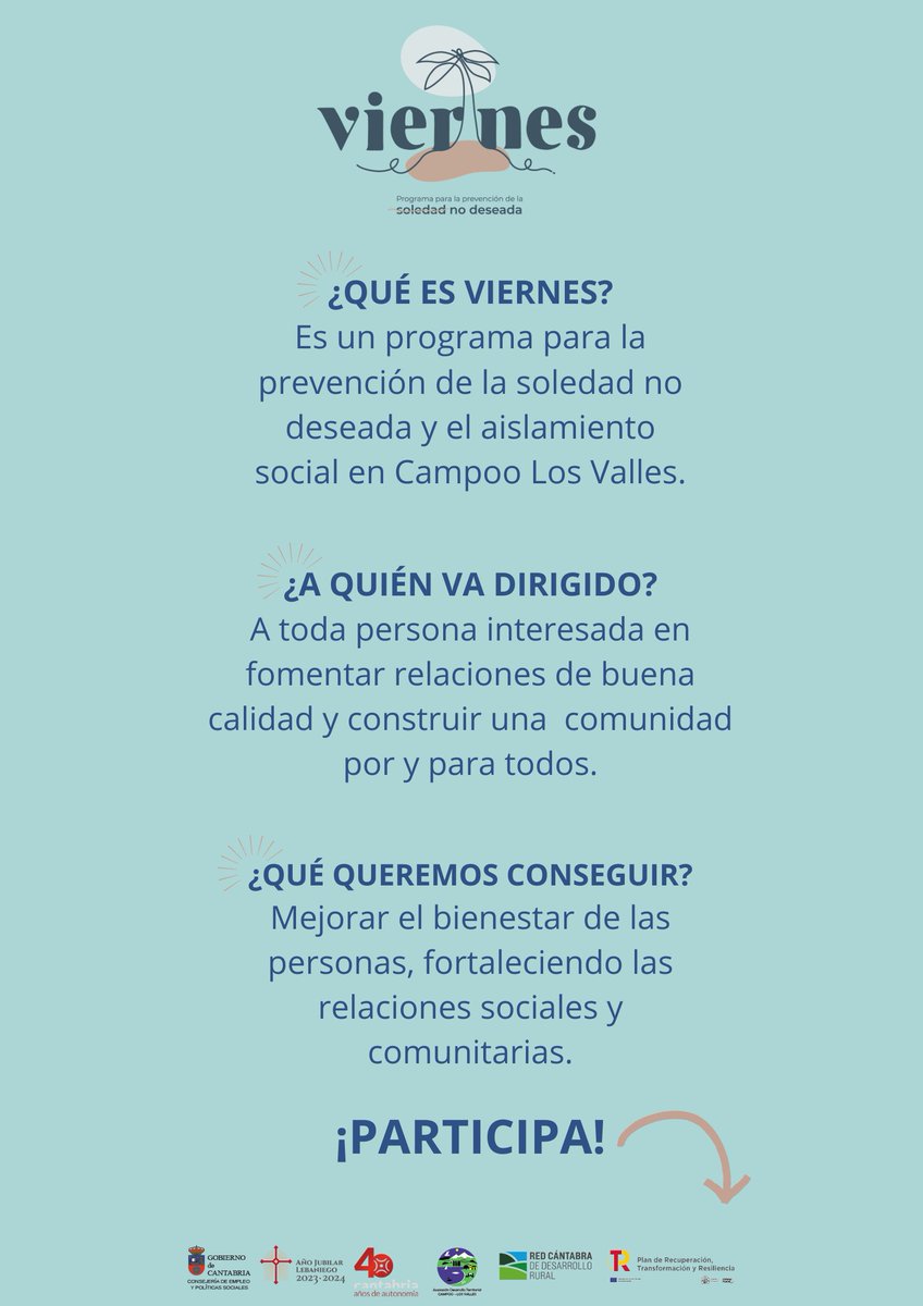 ℹ️ programaviernes.com 🫂
#ProgramaViernes #Viernes #SoledadNoDeseada #Prevención #CampooLosValles #Cantabria