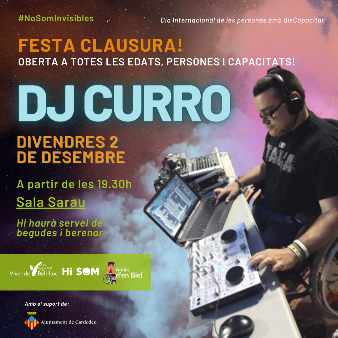 Vivelloc's tweet photo. 🤩PLANS PER DIVENDRES AL VESPRE?

🎉Vine a la Festa de clausura de la campanya #NoSomInvisibles!

🎧@DjCurro @HISOM97548662
#Cardedeu
#lapaki @AfaLesAigues @AfaGranes @AFACorbella @AFACanManent @INS_Pla_Marcell @INSRaspall @inselsui @EscolaLesAigues @escolacorbella @ceipgranes https://t.co/6H7lIUqsp1