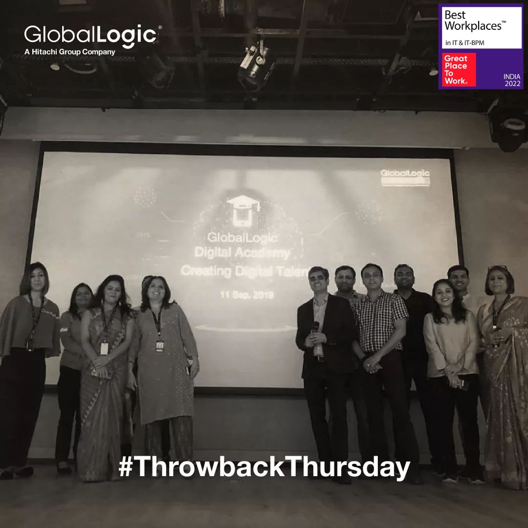 GlobalLogic_IN's tweet photo. This #throwbackthursday we reminisce the launch of GlobalLogic's Digital Academy. A dedicated program that aims at learning, upskilling, fast-tracking career progress, and getting engineers future-ready. 

#tbt #thursdayfun #thursdaythrowback #career #learning #digital https://t.co/D4Swpx5vRX