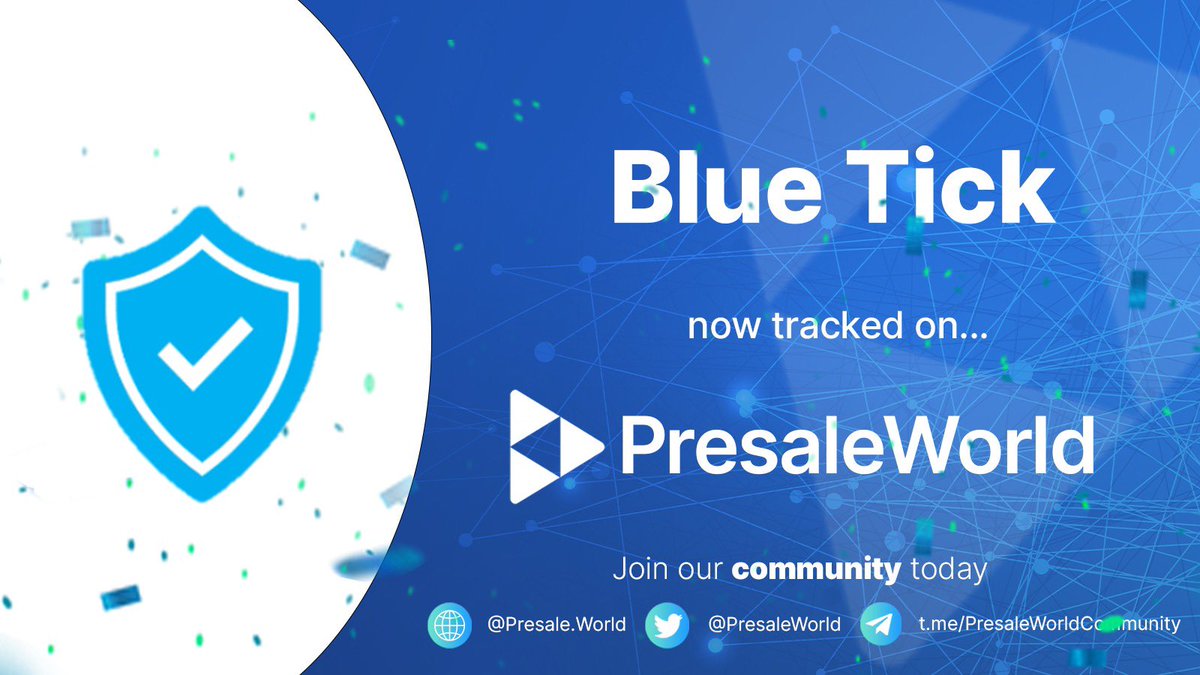 NEW TRACKED PRESALE

<a href="/BlueTick_BTK/">Bluetick</a> is now a tracked listing on PresaleWorld.

Keep up to date with the sale and others at Presale.world

Marketing &amp; Promotions now available with Presale World

$PW