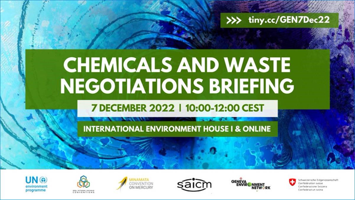 On 7 December, the #MinamataConvention secretariat will participate in the #ChemicalsAndWaste hybrid briefing organized within the @GENetwork

It'll review the outcomes of 2022 work & activities and  present 2023 priorities & main conferences.

More info: tiny.cc/GEN7Dec22