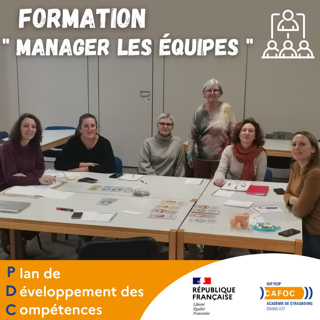 Greta_Alsace's tweet photo. [ DEVELOPPEMENT DES COMPETENCES 💡 ]

Dans le cadre du Plan de  Développement des Compétences, la consultante Annie FRIEH a regroupé 5 coordinatrices pédagogiques des #GRETA et du GIP FCIP Alsace pour une formation "𝐌𝐚𝐧𝐚𝐠𝐞𝐫 𝐥𝐞𝐬 𝐞́𝐪𝐮𝐢𝐩𝐞𝐬".  👩‍🏫 
#formation #CAFOC https://t.co/21SG3oZeRm