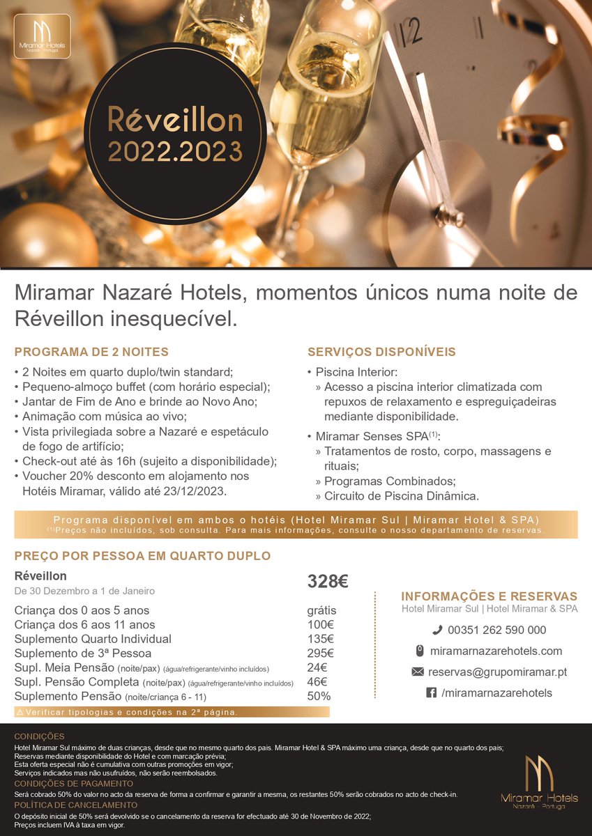 Réveillon de 30 de dezembro a 01 de Janeiro - Programa de 2 noites 
Hotel Miramar Sul e Miramar Hotel &amp; Spa

 findoutnazare.pt/listing/passag…

#findoutnazare #nazare #visitnazare #lovenazare
#nazareportugal
#passagemdeanonazare2023
#newyear
