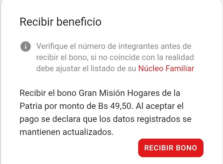 📢 #ATENCIÓN: A partir de hoy nuevos ajustes en todos los Programas de Protección Social a través del Sistema 
<a href="/CarnetDLaPatria/">Carnet de la patria</a>
 mes (diciembre 2022).

📌 #HogaresDeLaPatria de 3 integrantes Bs. 49,50

📌 Bono #JoséGregorioHernández Bs. 49,50

<a href="/BonosSocial/">Bonos Protectores Social Al Pueblo</a>
#NavidadesSinSanciones