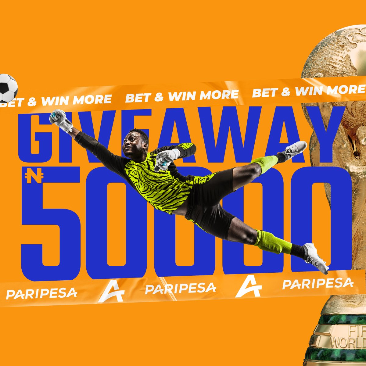 PariPesaNigeria's tweet photo. ⚡️ ₦50,000 Giveaway! 20 winners!

✅ JOIN 👉https://t.co/6jCEPEWGjC
✅ Make a RETWEET
✅ Send your PARIPESA ID
✅ Tag two friends and put #paripesa

👌Example:
ID123456789
@Cristiano @elonmusk
#paripesa

💥 We'll choose 20 winners of ₦2500 next Wednesday! https://t.co/efqPA3if7M