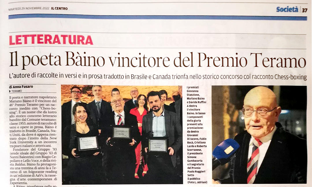 Mariano Bàino vince la 46° edizione del prestigioso Premio Teramo per un racconto inedito con "Chess-boxing" e noi non potremmo essere più felici! ✨✨✨✨
Un grandissimo "Evviva" da parte di tutta la redazione!