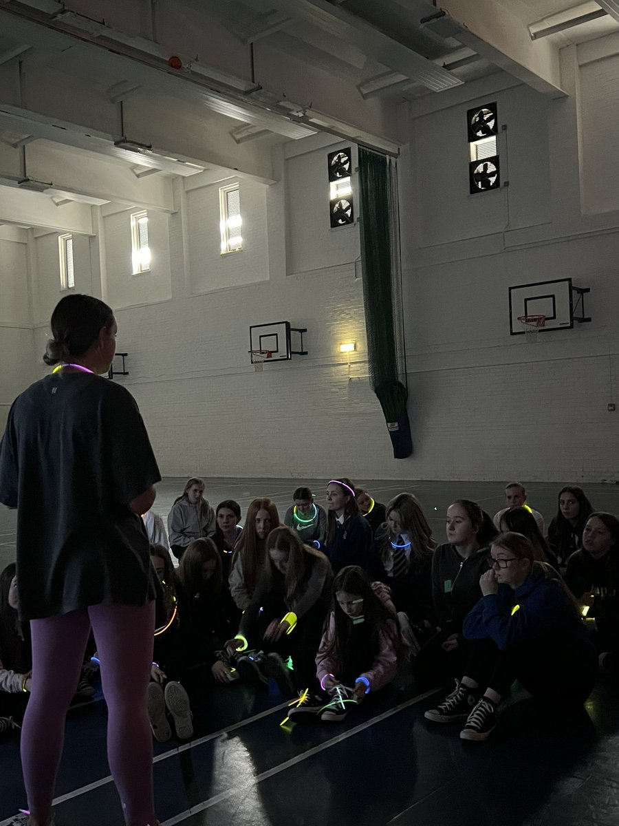 BBHS_S6council's tweet photo. As part of Active Girls Week, Miss Barrett organised Just Dance in the dark with glow sticks for S1-S6 girls💙 With help from the S6 girl sport leaders! Great way to engage girls in physical activity. @BannockburnHigh @MissBarrett_PE @physicaledbbhs @ActiveSchoolStg |October 2022 https://t.co/qHNe4xkPmM