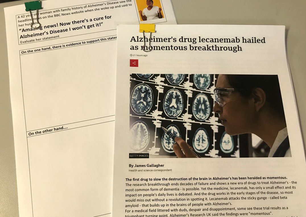 I've updated my "Teaching Scientific Literacy" post with some new resources linked to yesterday's Alzheimer's headline so my Y11 have something new and exciting to read this afternoon. Resources on link below:
pedagoggles.wordpress.com/2019/11/06/tea…