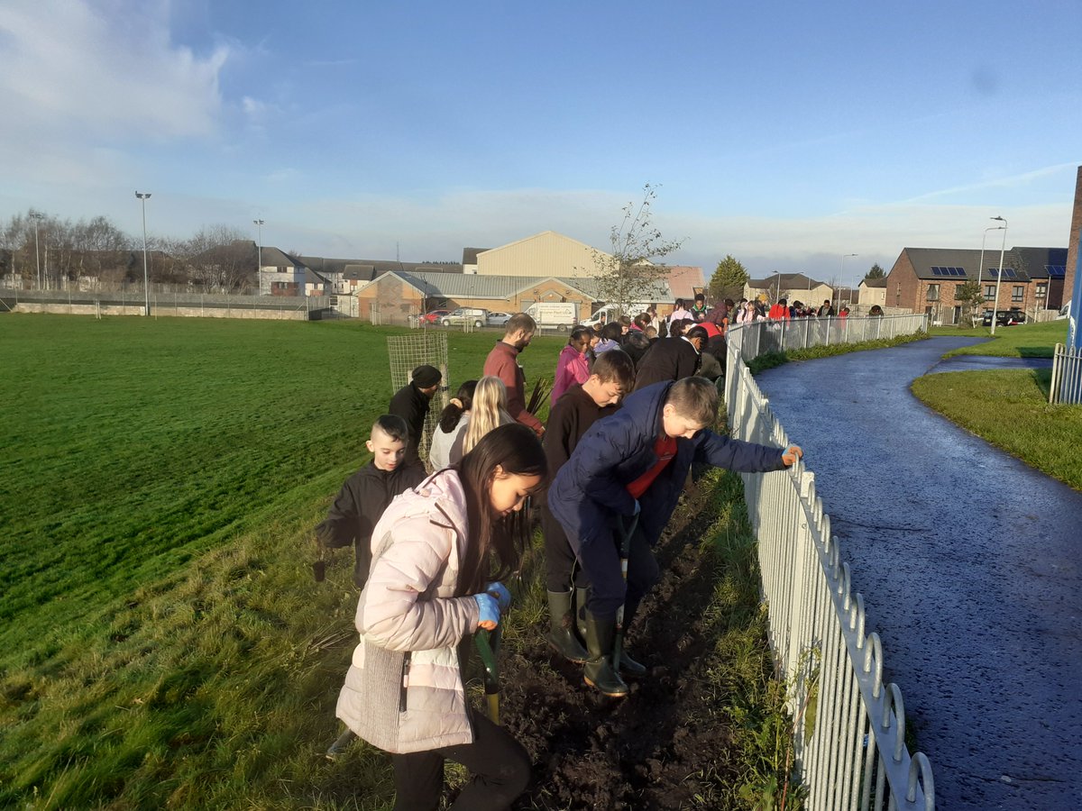 Great to have P7 pupils from Forthview primary school helping to plant up hedging #westpiltonpark. #NationalTreeWeek @EdinOutdoors @wpparklife
