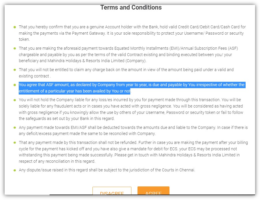 GayatriDighe's tweet photo. @anandmahindra @singhkavinder @AskClubMahindra @clubmahindra Below r t&amp;c v r forced 2 agree while paying ASF. Indirectly v r giving consent to block our holidays 4 wich v hav paid ASF as if u chose disagree u cannot proceed to pay ASF #cheating  #justiceforclubmahindramembers https://t.co/lhQb9jIffu