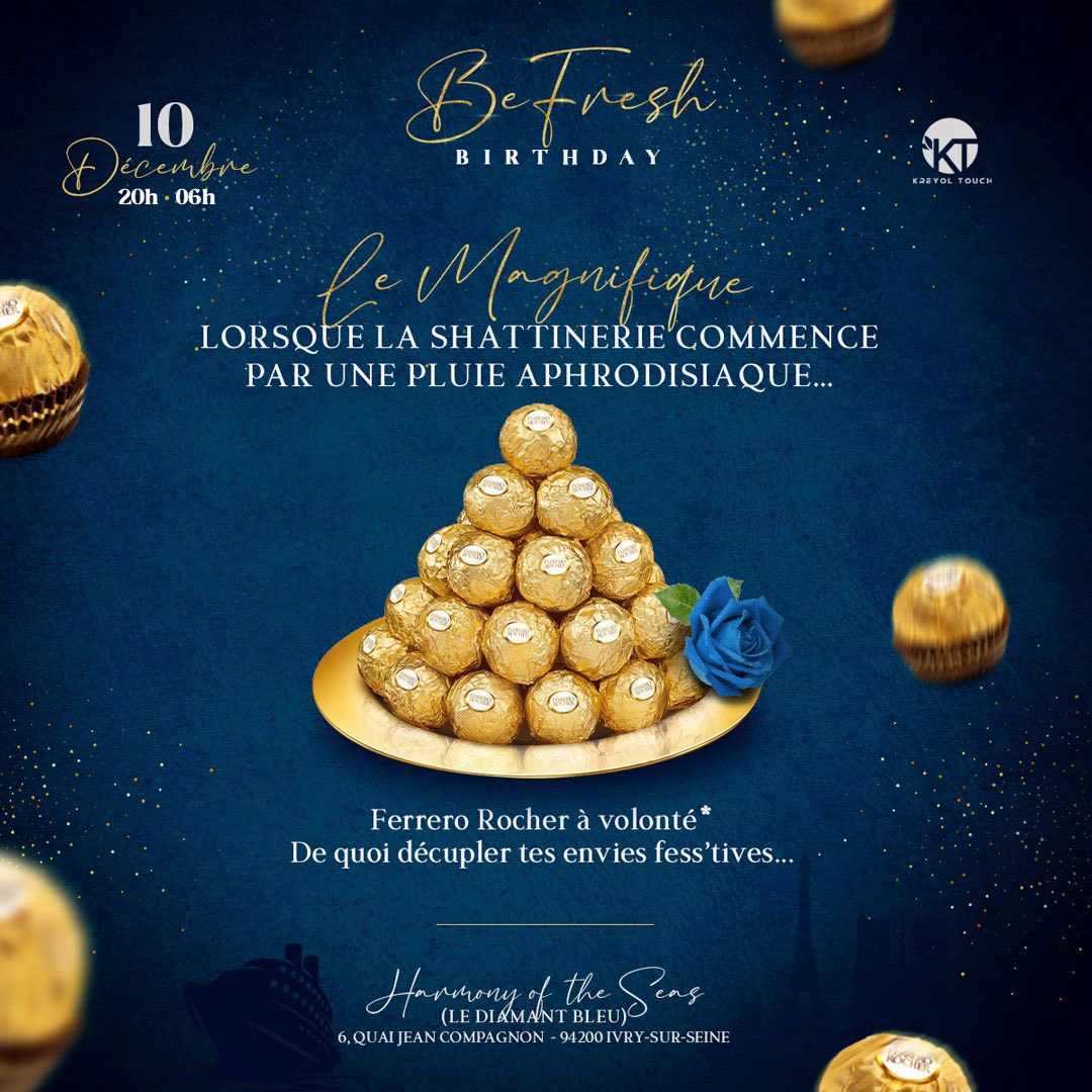 KREYOLTOUCH_'s tweet photo. Lorsque la Shattinerie commence par une pluie aphrodisiaque… ☔️

FERRERO ROCHER À VOLONTÉ *😍🤤

De quoi décupler tes envies fess’tives 😏😈

🔵 DERNIERS JOURS PASS PROMO BIZOUK : https://t.co/WhIf866HHP

#birthday #event #eventparis #caribbeanvybz #caribbeanculture https://t.co/h0M06YHLNW