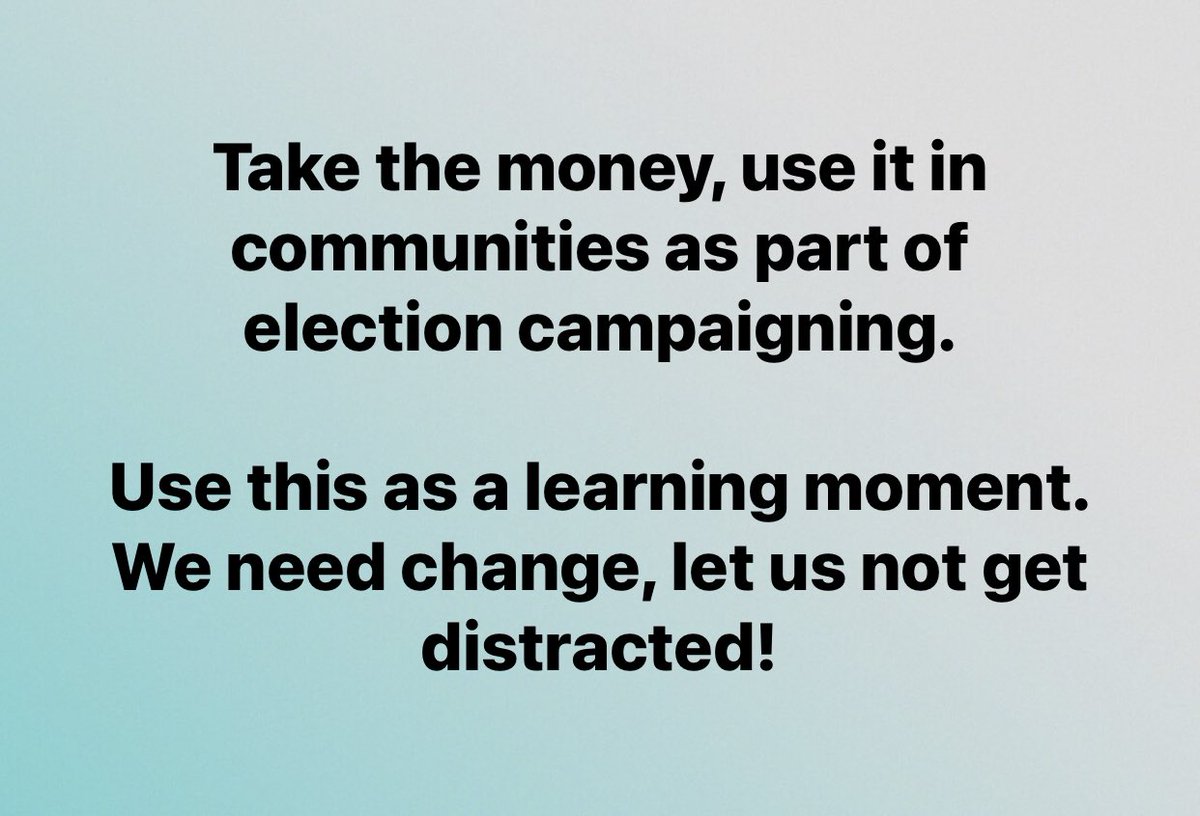Hopewell Chin’ono (@daddyhope) on Twitter photo My view on the US$40,000 specific to <a href="/CCCZimbabwe/">Citizens' Coalition for Change</a> is that ALL of them including Rusty Murkham should take it and use it for election campaigns.
Taking it back is simply giving it to looters who won’t invest a cent into public services.
They made a mistake, let us move on folks! My view on the US$40,000 specific to <a href="/CCCZimbabwe/">Citizens' Coalition for Change</a> is that ALL of them including Rusty Murkham should take it and use it for election campaigns.
Taking it back is simply giving it to looters who won’t invest a cent into public services.
They made a mistake, let us move on folks!