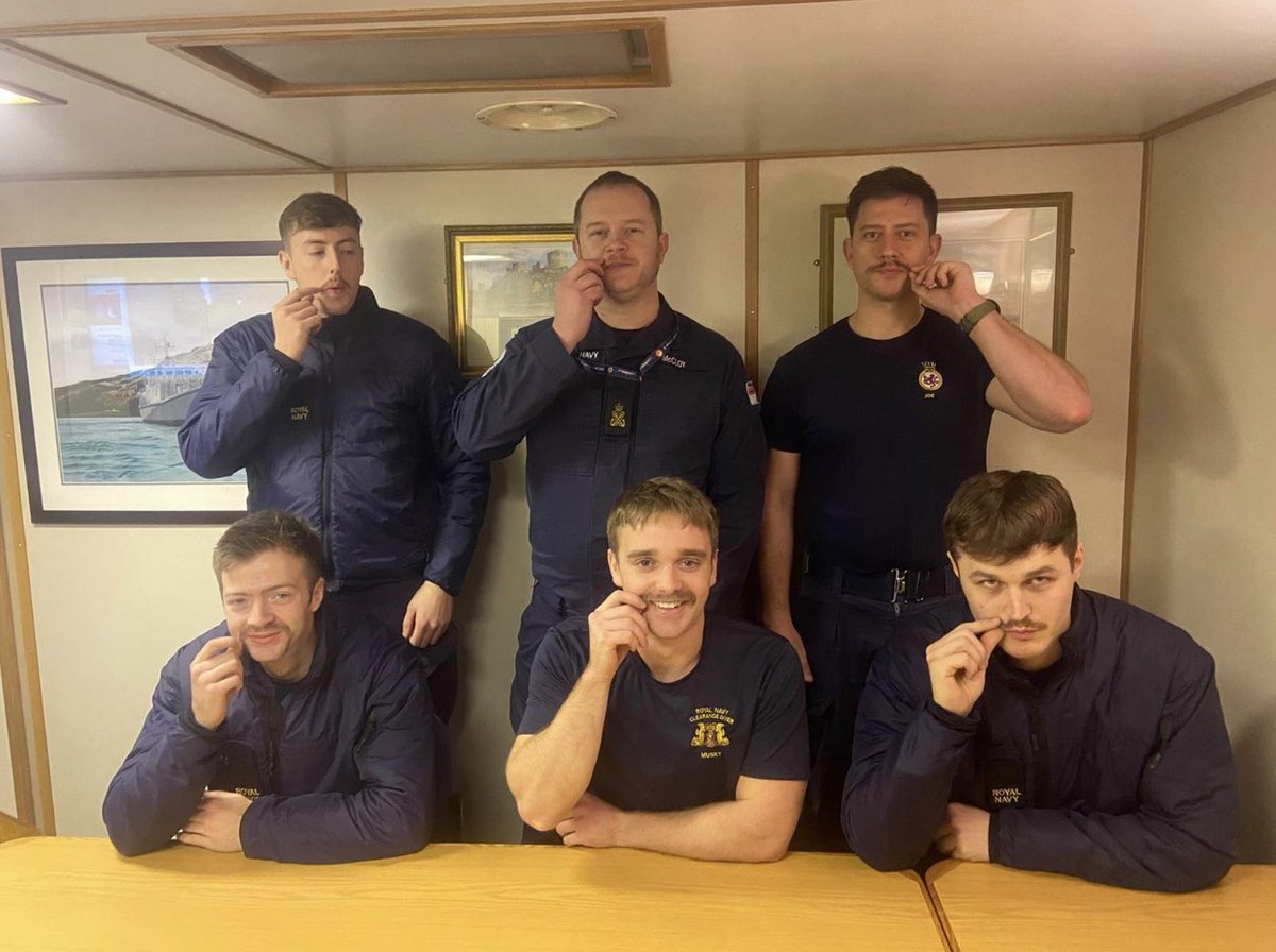 Sailors from HMS PEMBROKE participated in this years #Movember campaign! Participants from the Crew raised over £200 towards @ProstateUK. Thankfully, they have permission to keep their growths for 1 day only! BZ to all involved! #movember2022