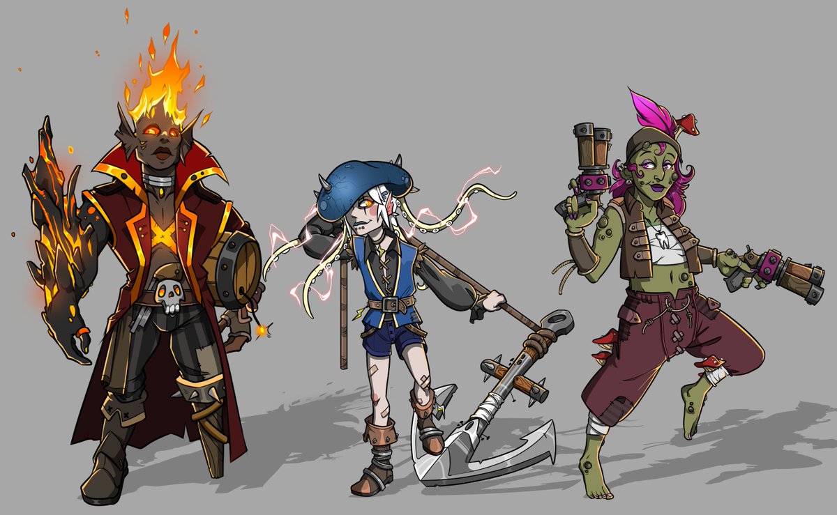 ARGH_Game's tweet photo. Hello sailors!🏴‍☠️🏝
It's time to show you the new playable captains in ARGH: Leonardo 🌋, Mary 🌩and Shajana 🍄.

Follow us for more information about the game!
#indiedev #indiegame #gamedev #ARGH #characterdesign https://t.co/TAOjTd8L7p