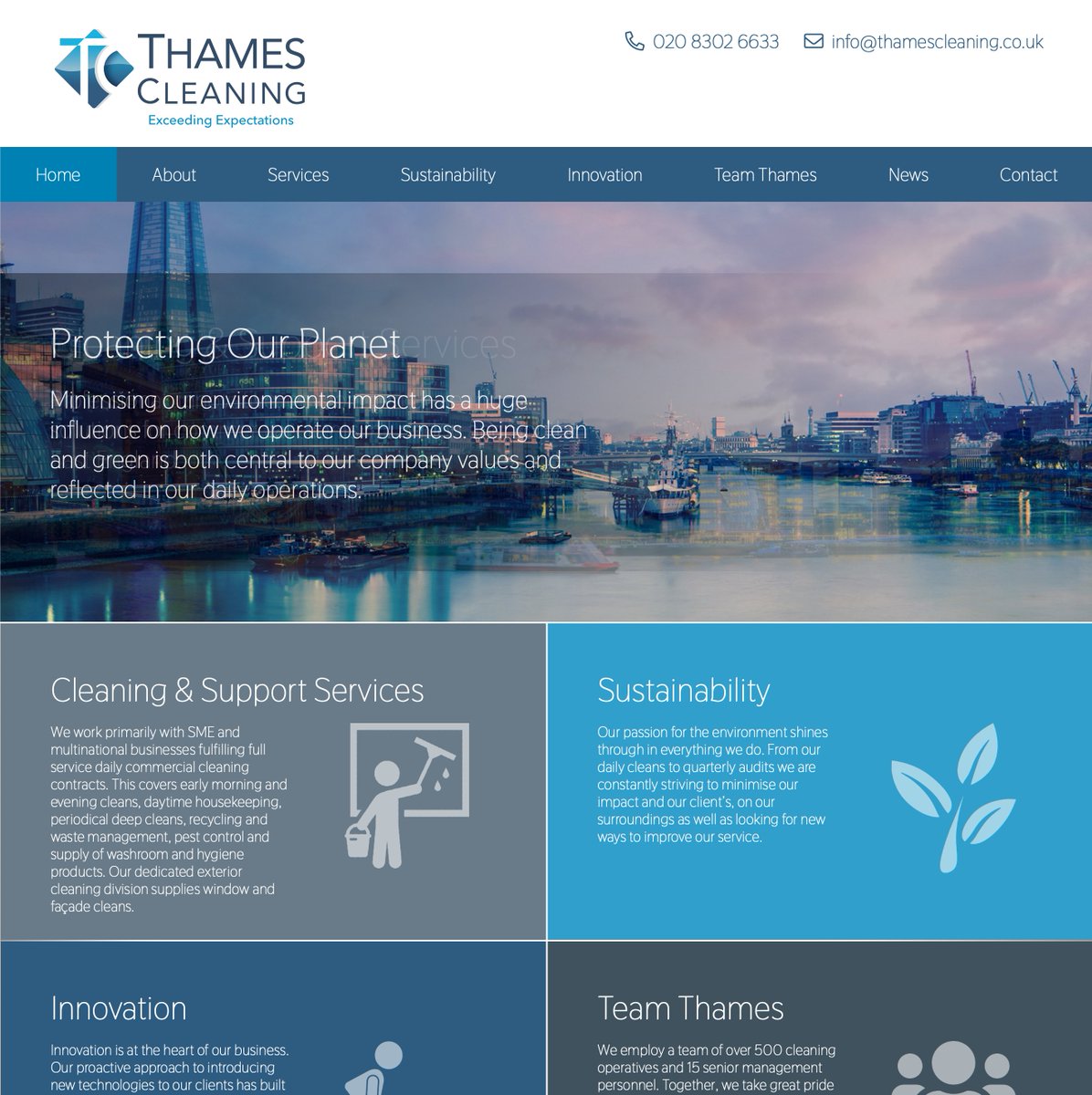 PingalaDigital's tweet photo. The new Thames Cleaning site has just launched! Go and check it out https://t.co/OcuQU0uoGB #Designed in house and #Developed using our #bespoke #cms system https://t.co/tjA8U0UBqi