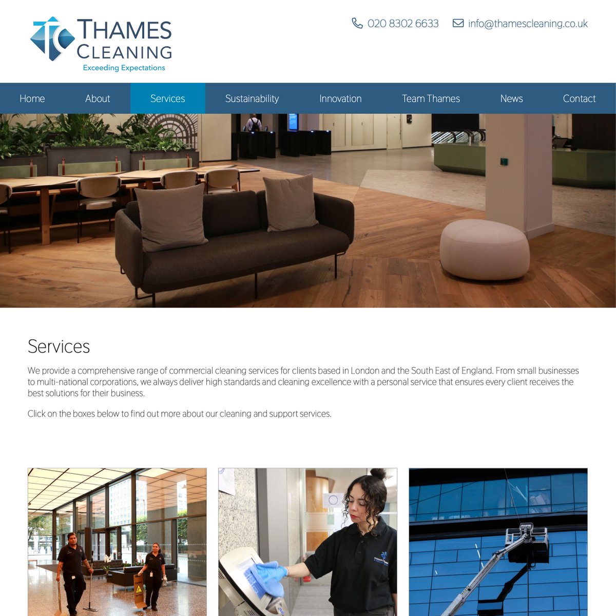 The new Thames Cleaning site has just launched! Go and check it out thamescleaning.co.uk #Designed in house and #Developed using our #bespoke #cms system