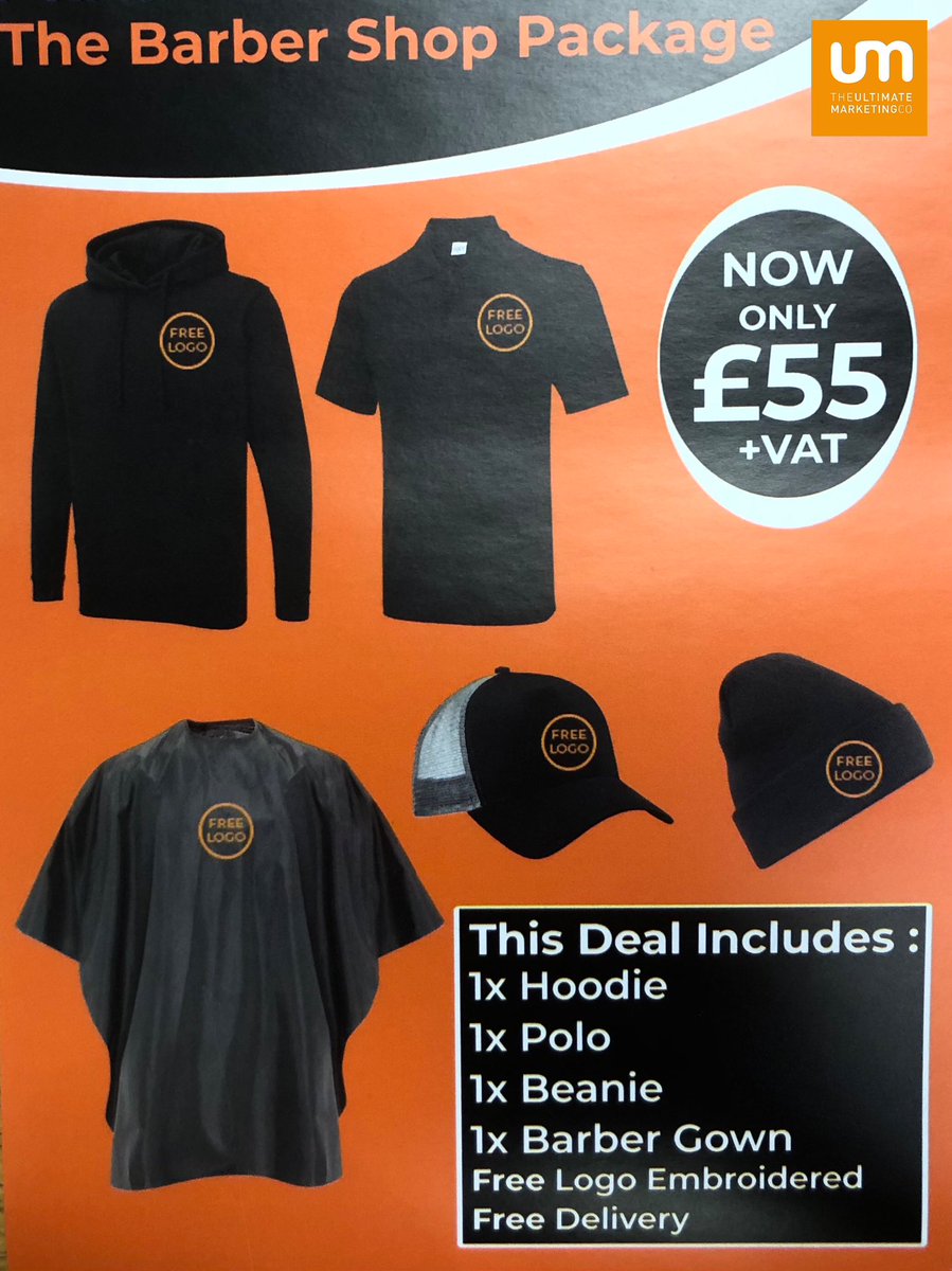 theUMcompany's tweet image. Get our awesome Barber Shop Uniform Package! 💈 Only £55 for x5 items 💈

#barbershop #uniformpackages #clothingdeals #workwear #megadeal