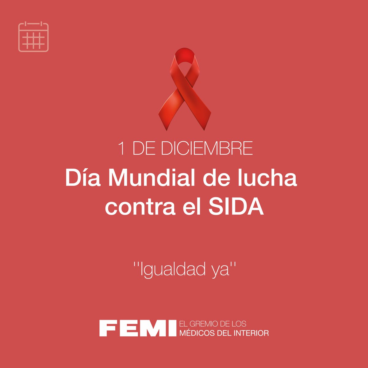 El Día Mundial de la lucha contra el SIDA tiene este año el lema «Igualdad Ya». Pretende impulsarnos a trabajar en todas aquellas acciones prácticas, que se ha demostrado que son necesarias para abordar las desigualdades y ayudar a poner fin al SIDA.