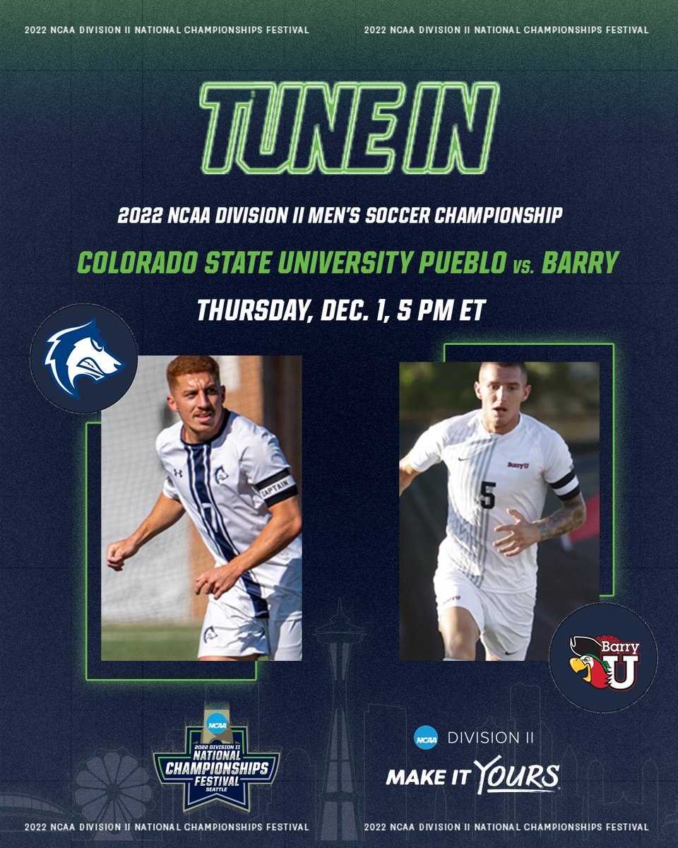 NCAADII's tweet photo. Want more #D2MSOC?!

Tune in to semifinal #2 between 2️⃣ @gothunderwolves vs. 3️⃣ @GoBarryBucs at 5 PM ET!

📰: https://t.co/C6sliIvdyE.
📹 | 📊: https://t.co/5UFQWwdHlV.

#D2Festival | #MakeItYours https://t.co/cYL6KQ5nuN