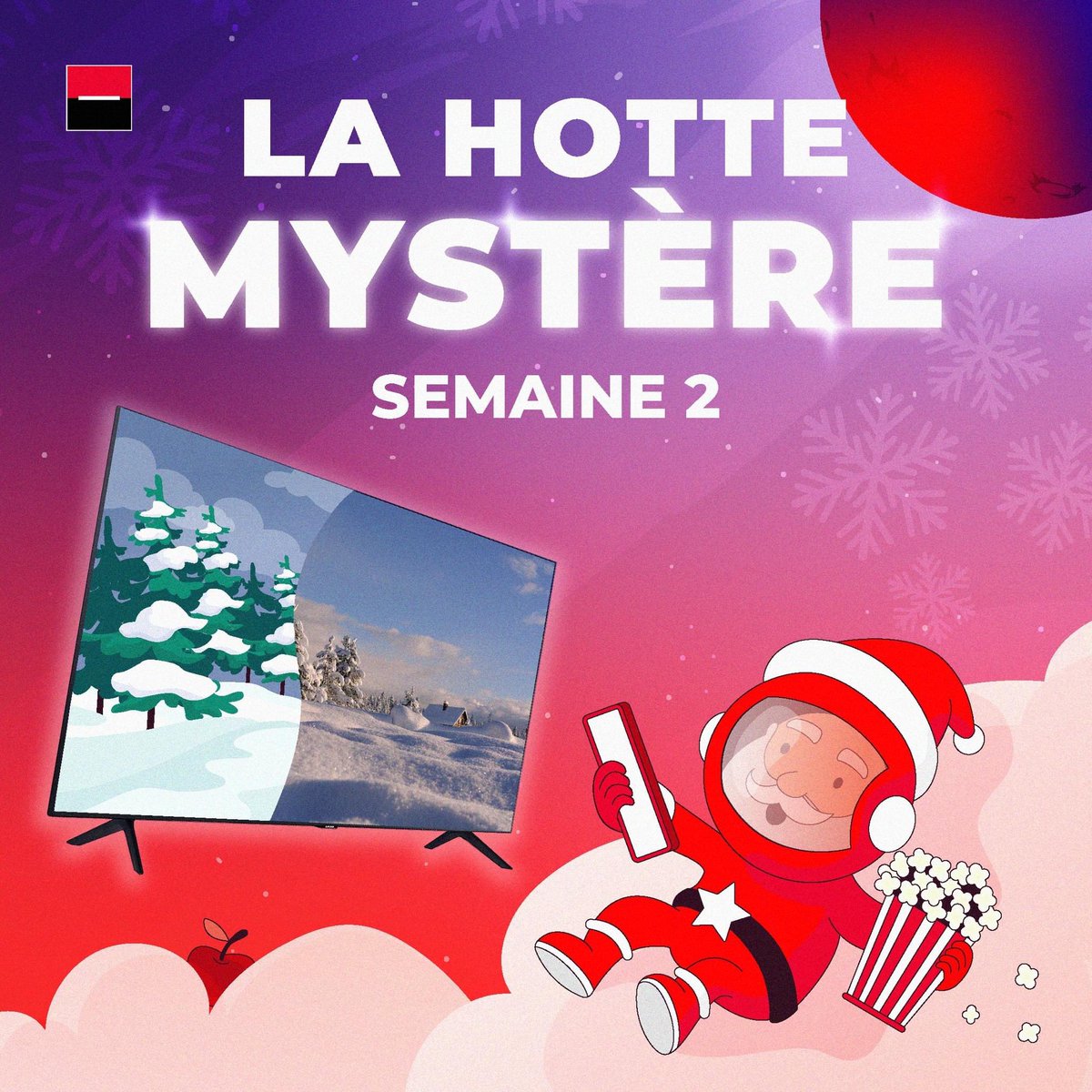 JEU CONCOURS DE NOËL LA HOTTE MYSTÈRE 🎁 

Pour notre 2ème lot, tentez de gagner une TV Samsung® 📺

⚠️ POUR PARTICIPER :
 - ABONNEZ-VOUS À LA PAGE TWITTER DE FRANFINANCE
 - COMMENTEZ « JE PARTICIPE » 

Rendez-vous chaque jeudi pour découvrir les cadeaux que nous vous offrons !