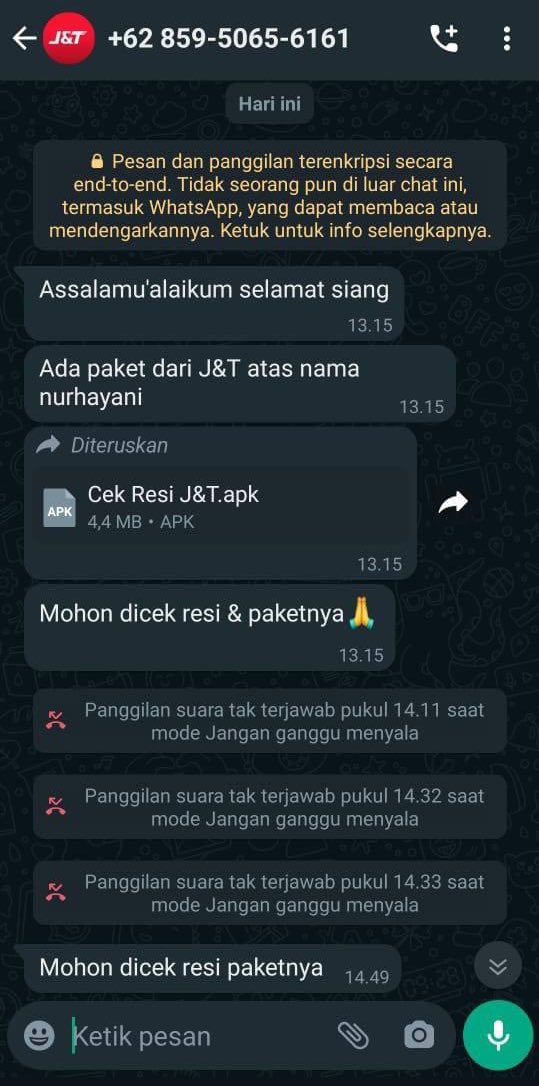 Hati-hati ya kalo dapet resi bentuk formatnya .apk

lagian kurir ngapain nyuruh ngecek resi dah 😅