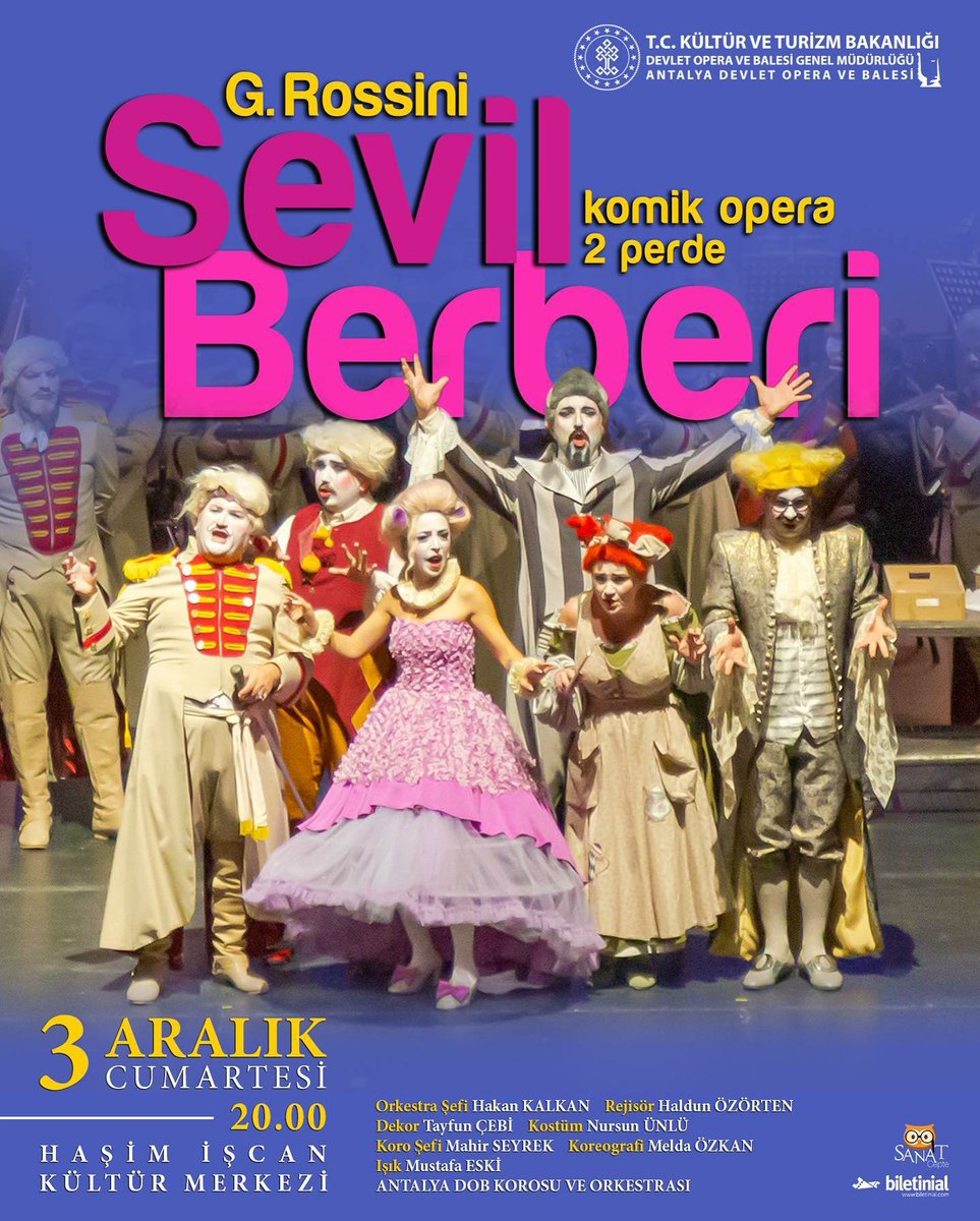 antkulturturizm's tweet photo. #Antalya Devlet Opera ve Balesi
"Sevil Berberi"
3 Aralık Cumartesi ⏰ 20.00'de
Haşim İşcan Kültür Merkezi'nde.
https://t.co/nNmMOpZHre
#operabale https://t.co/CyligJu952