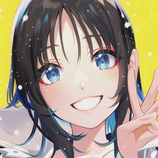 1girl solo smile blue eyes black hair portrait looking at viewer  illustration images