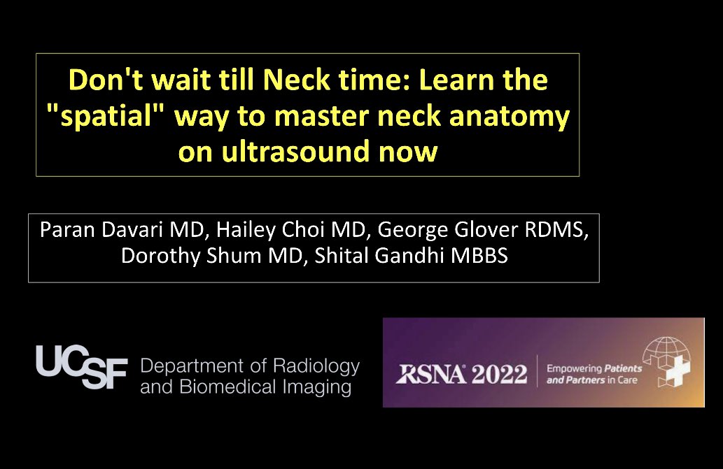 There’s more to see on thyroid ultrasounds than you think! Connecting ultrasound and Neuro radiology knowledge in one place. Many thanks to Paran, our stellar resident who masterfully compiled this beautiful exhibit <a href="/UCSFimaging/">UCSF Imaging</a> #RSNA2022