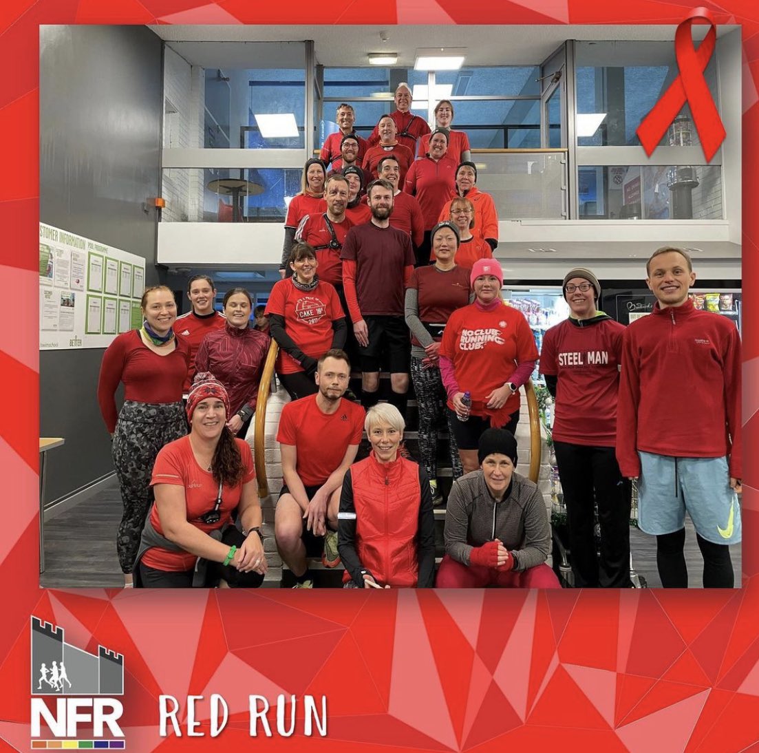 Last night at NFR we held our annual red run, coming together as a club to raise awareness and fight HIV stigma and discrimination #WorldAIDSDay #LGBTQ #RockTheRibbon