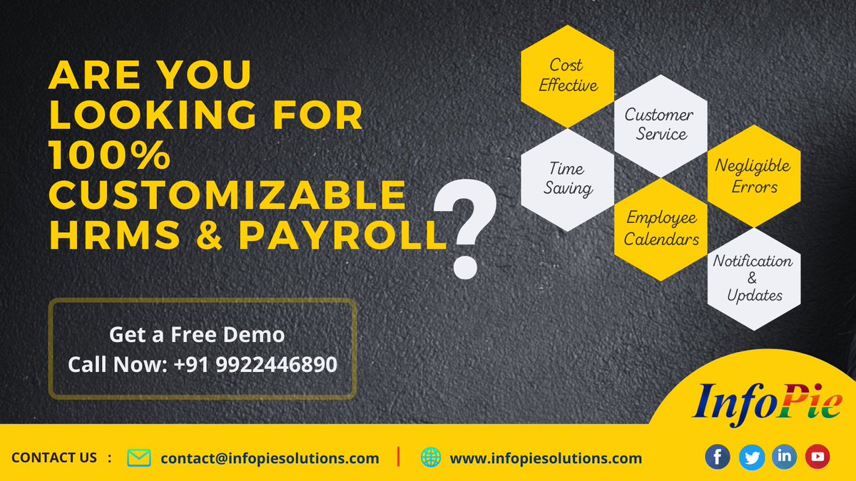 Welcome to your HRMS gateway, Infopie provides end to end HRMS solutions 
contact: +91 9922446890
contact@infopiesolutions.com

HRMS &amp; Payroll software in INDIA for your business

Interactive HRMS software for better payroll management