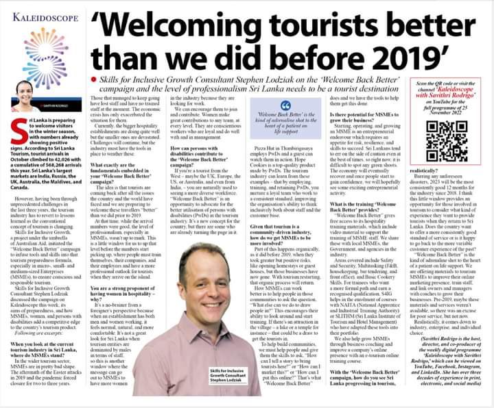 SeedsMovie's tweet photo. ප්‍රාණ | வித்துக்கள் | Seeds

“Welcoming tourists better than we did before 2019..”

Skills for Inclusive Growth Consultant Stephen Lodziak (Seeds Movie Actor) on the 'Welcome Back Better' campaign and the level of professionalism Sri Lanka needs to be a tourist destination. https://t.co/BawXo0Tx7G