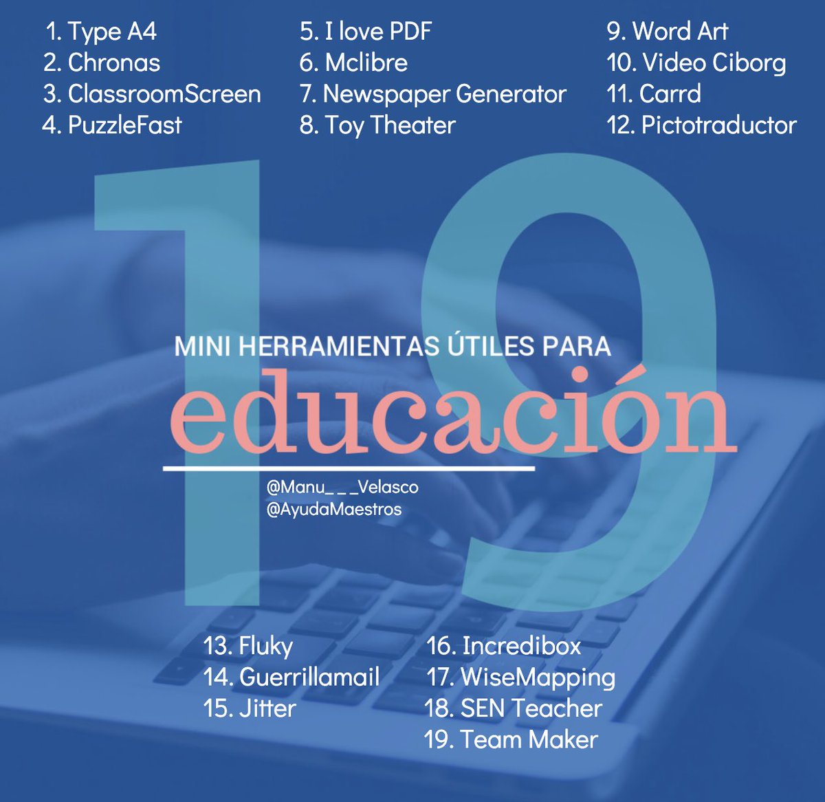 AyudaMaestros's tweet photo. 19 mini herramientas útiles para educación. 👉 https://t.co/1gDriqwPKq Por @Manu___Velasco https://t.co/6eZzEGpbZf