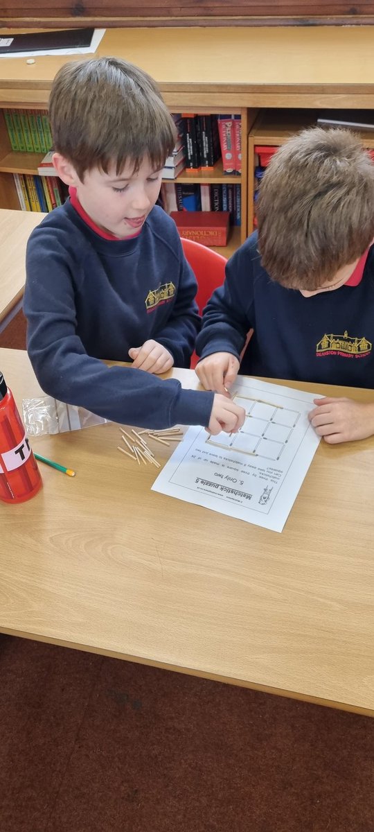 DeanstonPS's tweet photo. Problem solving took on a practical and visual slant today with matchstick manipulation. #Problemsolved #visualmaths https://t.co/eZcAXwArlI