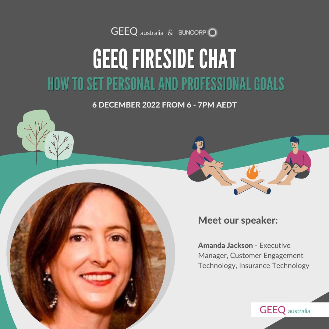 Meet Amanda Jackson - Executive Manager, Customer Engagement Technology, Insurance Technology at Suncorp 👋. Amanda will join us as a speaker for our last GEEQ Fireside Chat of 2022 to debunk goal setting.
If you haven't already, secure your spot now - bit.ly/3XqvnWB