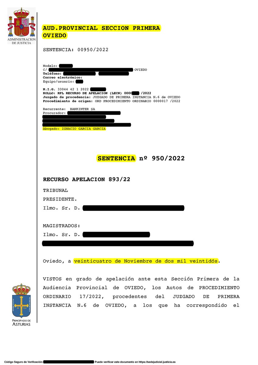 gersasj's tweet photo. La Audiencia Provincial de Asturias confirma que la reclamación de los #GastosHipotecarios NO PRESCRIBE.

Es decir, da igual el año en el que hayas firmado el préstamo hipotecario, da igual si está cancelado o no, da igual si ya te has cambiado a otro banco. https://t.co/yWogr3UrsA