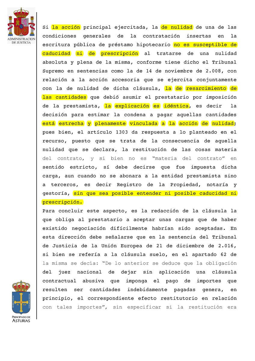 gersasj's tweet photo. La Audiencia Provincial de Asturias confirma que la reclamación de los #GastosHipotecarios NO PRESCRIBE.

Es decir, da igual el año en el que hayas firmado el préstamo hipotecario, da igual si está cancelado o no, da igual si ya te has cambiado a otro banco. https://t.co/yWogr3UrsA