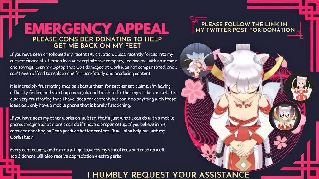 amaikohiich's tweet photo. 🙏Emergency Appeal🙏
To any kind soul out there, due to desperate situations IRL, I'm humbly seeking your help.
Dono goal: $2k SGD
Please read on to understand my situation. 🥺
https://t.co/gPdWyJFDJS
#vtuber #envtuber #sgvtuber #reality #vsinger #vtaite #VTuberUprising https://t.co/EC8ROZf7Vd