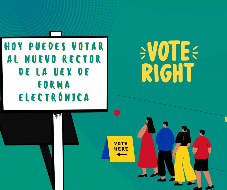 Buenos días a todas y todos,

Hoy puedes VOTAR al nuevo rector de la UEx de forma ELECTRÓNICA. ¡¡TIENES HASTA LAS 19:00 HORAS!!

Te dejamos toda la información: unex.es/.../elecciones…

¡CONTAMOS CON TU VOTO!

#Vota #PedroFS_SeguimosContiGO  #PedroFSRector
