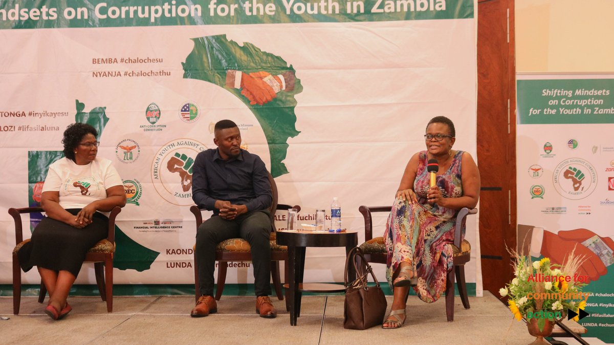 ZambiaAsks's tweet photo. Our Executive Director, Laura Miti was part of a panel discussion at the Shifting Mindsets on Corruption for the Youth in Zambia Forum. https://t.co/XB5GrM9at9