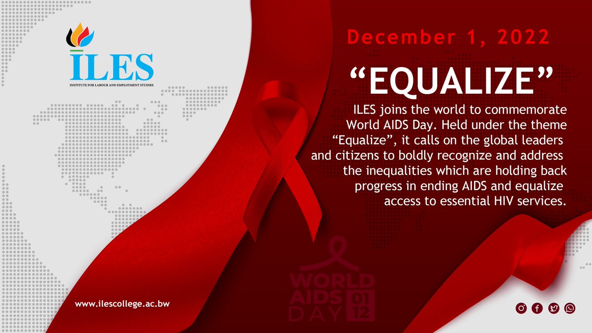 ILESCollege's tweet photo. We join the world to commemorate #WorldAIDSDay under the theme Equalize, which calls on the global leaders and citizens to boldly recognise and address the inequalities which are holding back progress in ending AIDS and equalise access to essential HIV services. #ILESCollege https://t.co/5hCBXub5yB