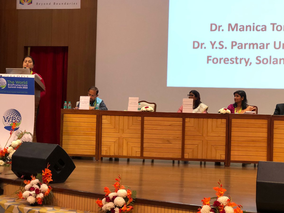 WBForum_'s tweet photo. Our Speaker Dr. Manica Tomar speaking on BioProtection of plants, its possibilities, and limitations: a case study from Himachal Pradesh, India At World Bioprotection Summit India 2022.
#wbf #wbfsummit #bioprotection #biocontrol #biosummit22 #biopesticideRR #wbsindia2022 #wbs https://t.co/oL95MGOw6M