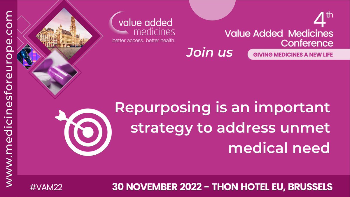 medicinesforEU's tweet photo. #Repurposing can significantly bring down times & costs of medicines development, providing new opportunities for patients whose conditions might be overlooked.
We will explore more on this strategy during the #VAMweek, join us! 💡
https://t.co/JZjDEUAuh1 https://t.co/iB2kZpeH2E