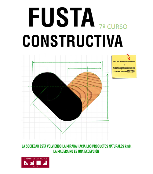 🔓Avui obrim inscripcions pel 7è Curs Fusta Constructiva, que dona una visió global i pràctica de tot el procés constructiu de la fusta.

👩‍🏫Format per un equip de docents referents del sector

📆Divendres, de 16 a 19 h., i dissabtes de 10 a 14 h.
fustaconstructiva.com