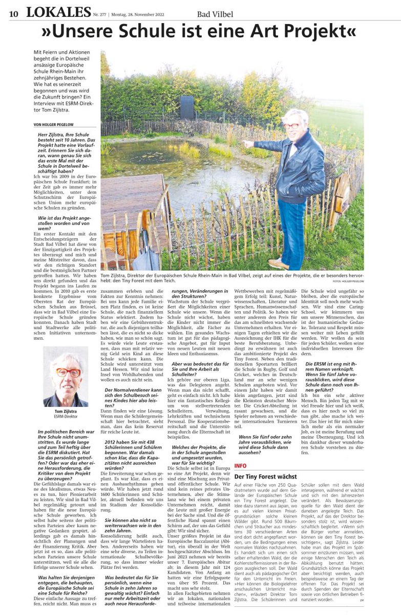ESRMofficial's tweet photo. 10 years European School RheinMain. A unique success in Bad Vilbel. Tom Zijlstra gratefully looks back. https://t.co/W4q1QW2qkg